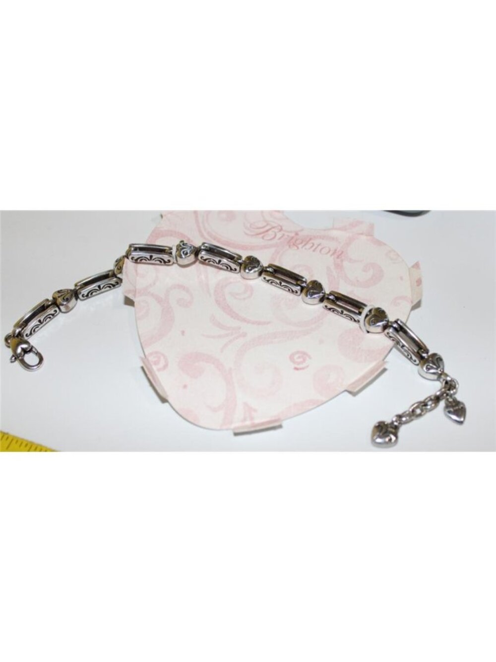 Brighton Pompeii Silver Bracelet In Case Looks New Hearts Scroll Pattern